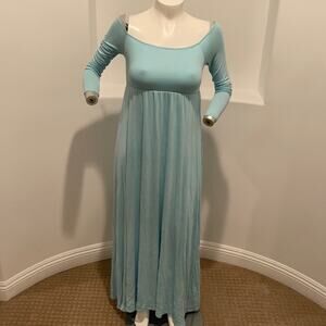 HELLO MIZ Maternity Long Sleeve Maxi  Blue Dress M